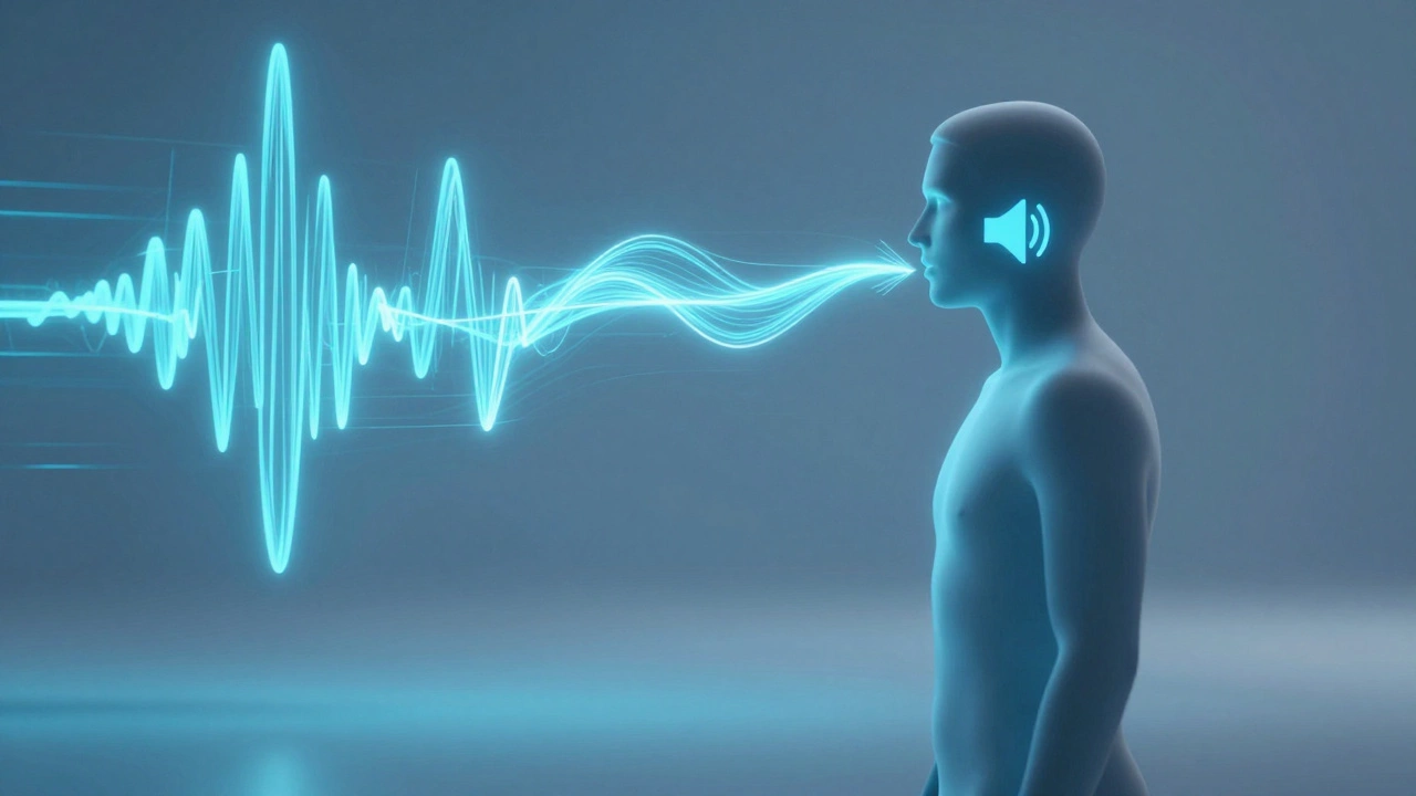 Abstract visualization of listening and speaking sound waves