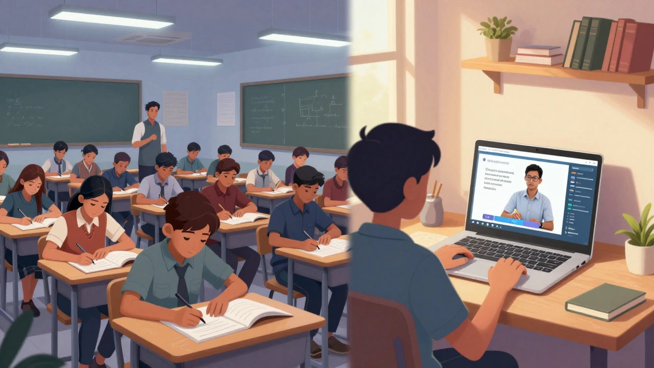 Comparison of crowded offline class vs online learning setup