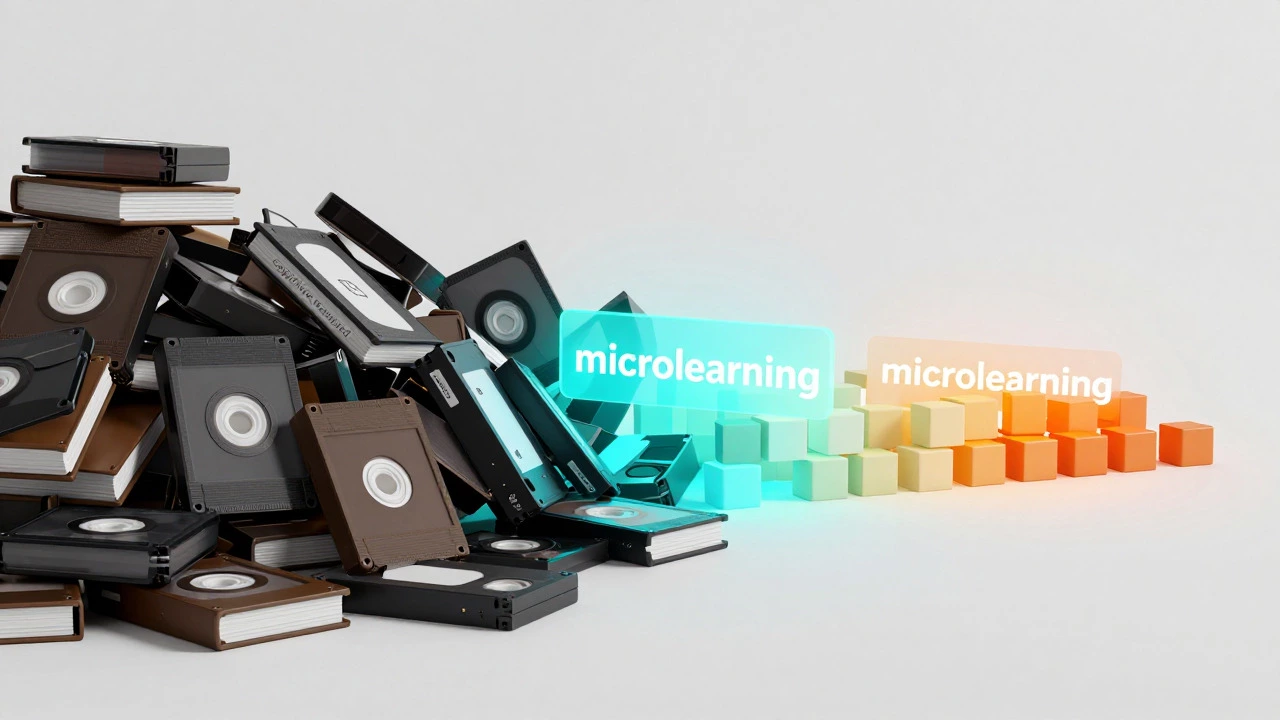 Abstract 3D art transforming heavy study materials into organized, glowing learning blocks