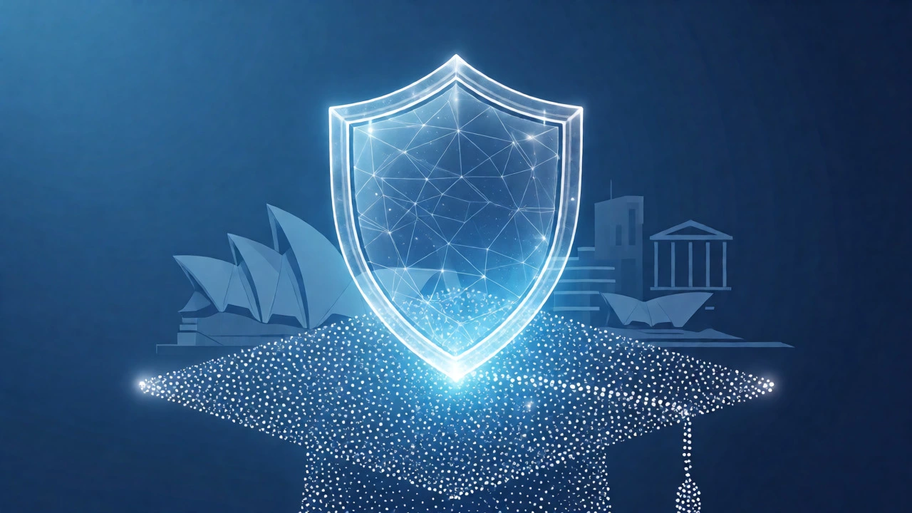 Digital shield symbolizing accredited online degree recognition