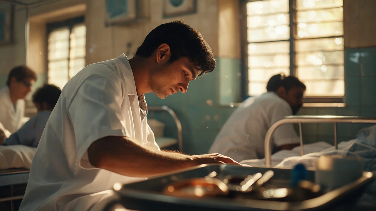 Indian doctor caring for patients, highlighting skills over board selection