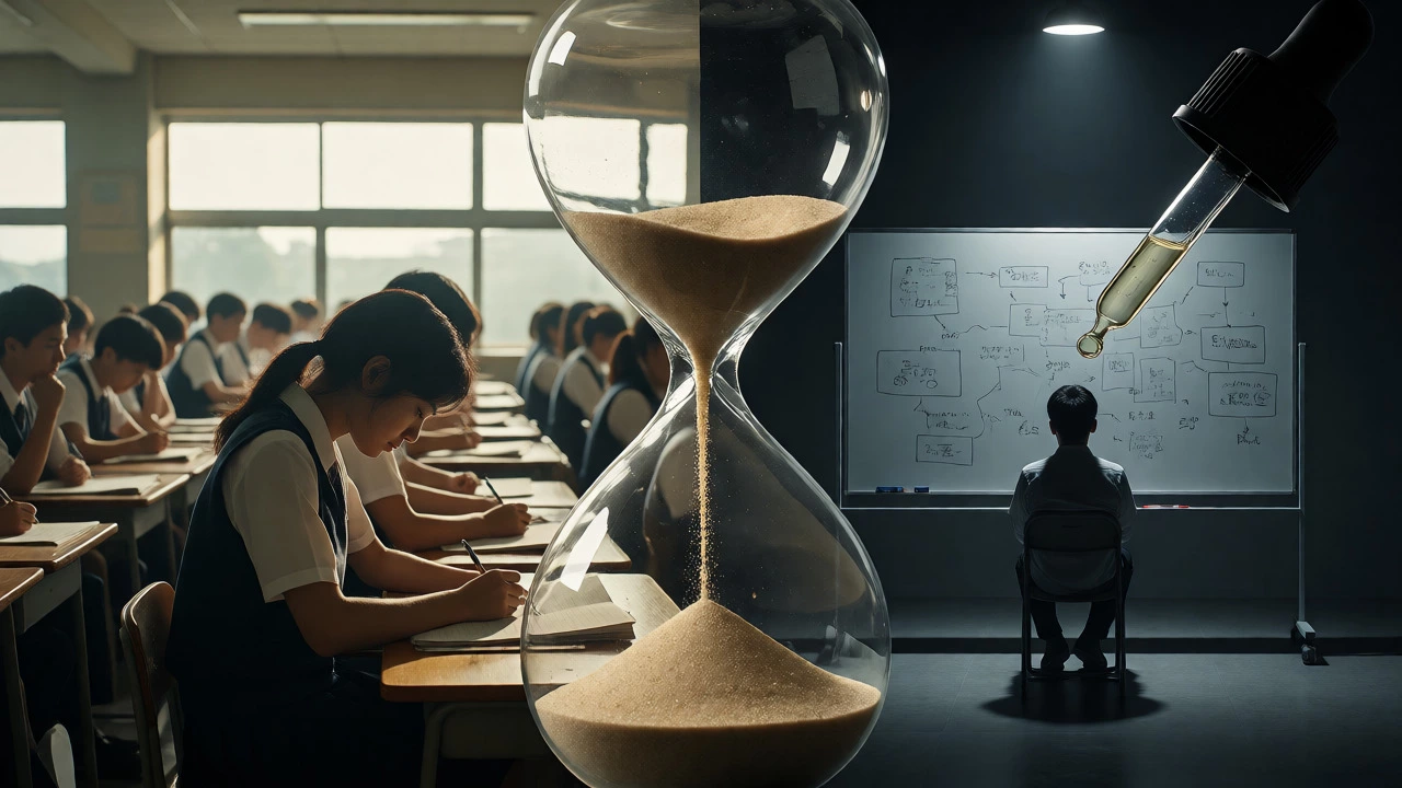 Split view comparing school-based study versus full-time drop year prep